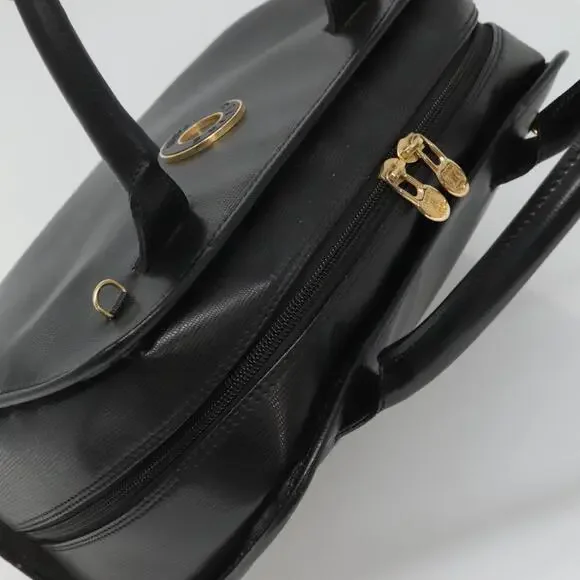 CELINE Hand Bag Leather Black Gold